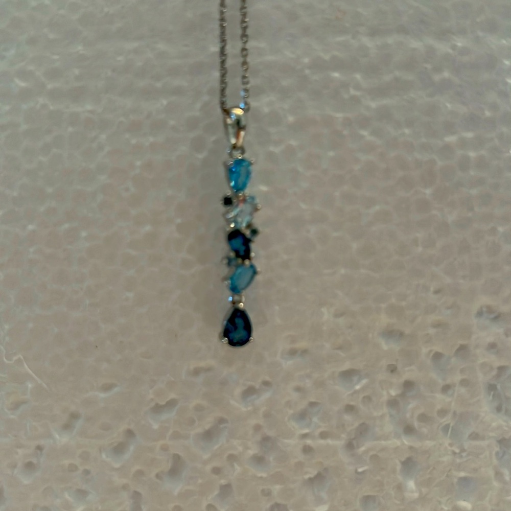 Sterling Silver Vibrant Shades Blue Topaz Necklace